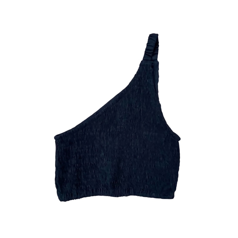 Faithfull The Brand Le Manoa One Shoulder Smocked Linen Top Black Sz. 4 (Small) - Picture 3 of 8